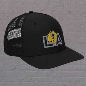 "Snap-back Trucker Hat" - Sunny L.A. with grey outline