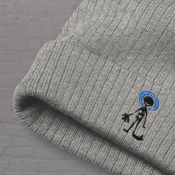 Eco-Friendly, Cuffed Beanie, with Our Embroidered Logo! - Color = Light Grey Melange - By DDoTToDD