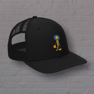 "Snap-back Trucker Hat!!" with Yellow Logo